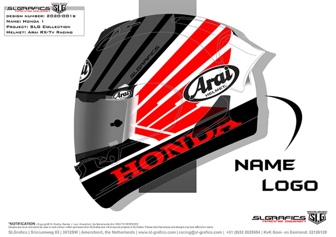 Arai RX-7v Racing / Quantic Honda 1 – SLGrafics – Helmet design, Helmet