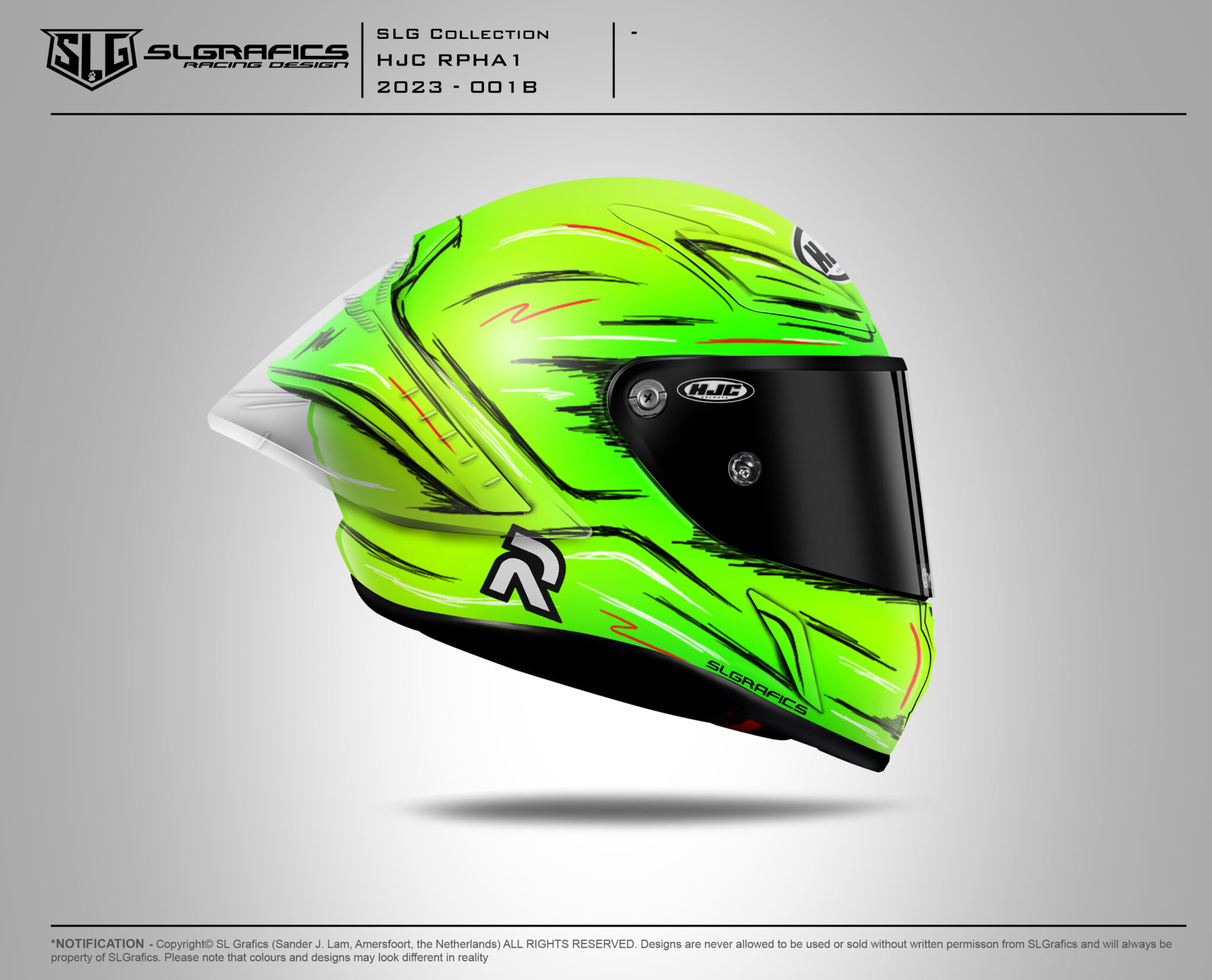 HJC RPHA1 “Skretch” SLGrafics Helmet design, Helmet painting & Racing design